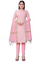 Cotton Jacquard Pink Daily Wear Printed Dress Material